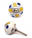 KPS-4583 - Yellow flower and Blue dots and White knob