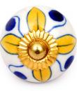 KPS-4583 - Yellow flower and Blue dots and White knob