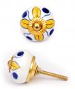 KPS-4583 - Yellow flower and Blue dots and White knob