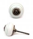 White Spiral Ceramic Antique Silver Cabinet Knob