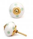 Green Polka  Ceramic Brass Cabinet Knob 