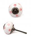 KPS-4604 - White knob and Pink polka-dots knob