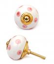 KPS-4604 - White knob and Pink polka-dots knob