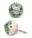 KPS-4637 - Lime green flowers and White base knob