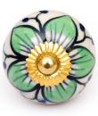 KPS-4637 - Lime green flowers and White base knob