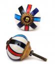 KPS-4638 - Mulit-Color Design on a Whte Ceramic Cabinet Knob