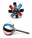 KPS-4638 - Mulit-Color Design on a Whte Ceramic Cabinet Knob