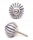 KPS-4639 Blue Striped Ceramic Door Silver Knob