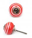 KPS-4680 Red and White Ceramic knob-Antique Silver