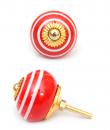 KPS-4680 Red and White Ceramic knob-Brass