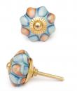 KPS-9001 - Light Orange and Light Turquoise Flower-Shaped Cabinet Knob