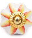KPS-9011 - Yellow and Red Flower White Base knob