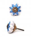 KPS-9025 - Turquoise Flower and White Base Ceramic knob