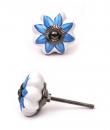 KPS-9025 - Turquoise Flower and White Base Ceramic knob