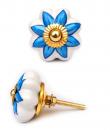 KPS-9025 - Turquoise Flower and White Base Ceramic knob