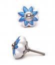 KPS-9025 - Turquoise Flower and White Base Ceramic knob