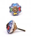 KPS-9028 - Blue Lining and Four Colored leaf Ceramic knob