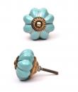 KPS-9029 - Turquoise Ceramic Cabient Knob with Gold Accents
