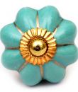KPS-9029 - Turquoise Ceramic Cabient Knob with Gold Accents