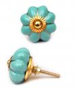 KPS-9029 - Turquoise Ceramic Cabient Knob with Gold Accents