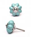 KPS-9029 - Turquoise Ceramic Cabient Knob with Gold Accents