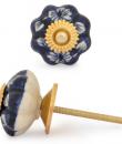 KPS-9051-White Flowers with Blue and White Base Ceramic knob