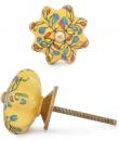 KPS-9053-Yellow,Red, Blue and Green leaf with Yellow Ceramic knob
