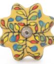 KPS-9053-Yellow,Red, Blue and Green leaf with Yellow Ceramic knob