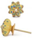 KPS-9053-Yellow,Red, Blue and Green leaf with Yellow Ceramic knob