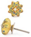KPS-9053-Yellow,Red, Blue and Green leaf with Yellow Ceramic knob