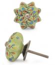KPS-9055-Yellow,Red, Blue leaf with Green Ceramic knob