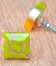 Rectangular Transparent Door Knobs with Rectangular Pastel Shades in Green