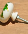 Resin White Knob on Green Flower