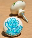 Resin White Knob on Tourquise Rose Flower