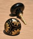 Golden Color Flowers on Black Resin knob