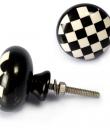 Black and White CheckerBoard Design Resin Knob