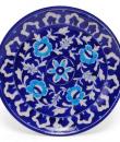 White Leaves and Turquoise Flowers on Blue Base Plate 8''