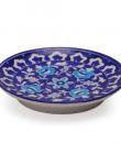 White Leaves and Turquoise Flowers on Blue Base Plate 8''