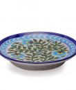 Green Leaves and Turquoise Flowers on White Base Plate 8''