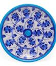Blue leaves and Flowers on White Base Plate 5"