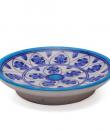 Blue leaves and Flowers on White Base Plate 5"